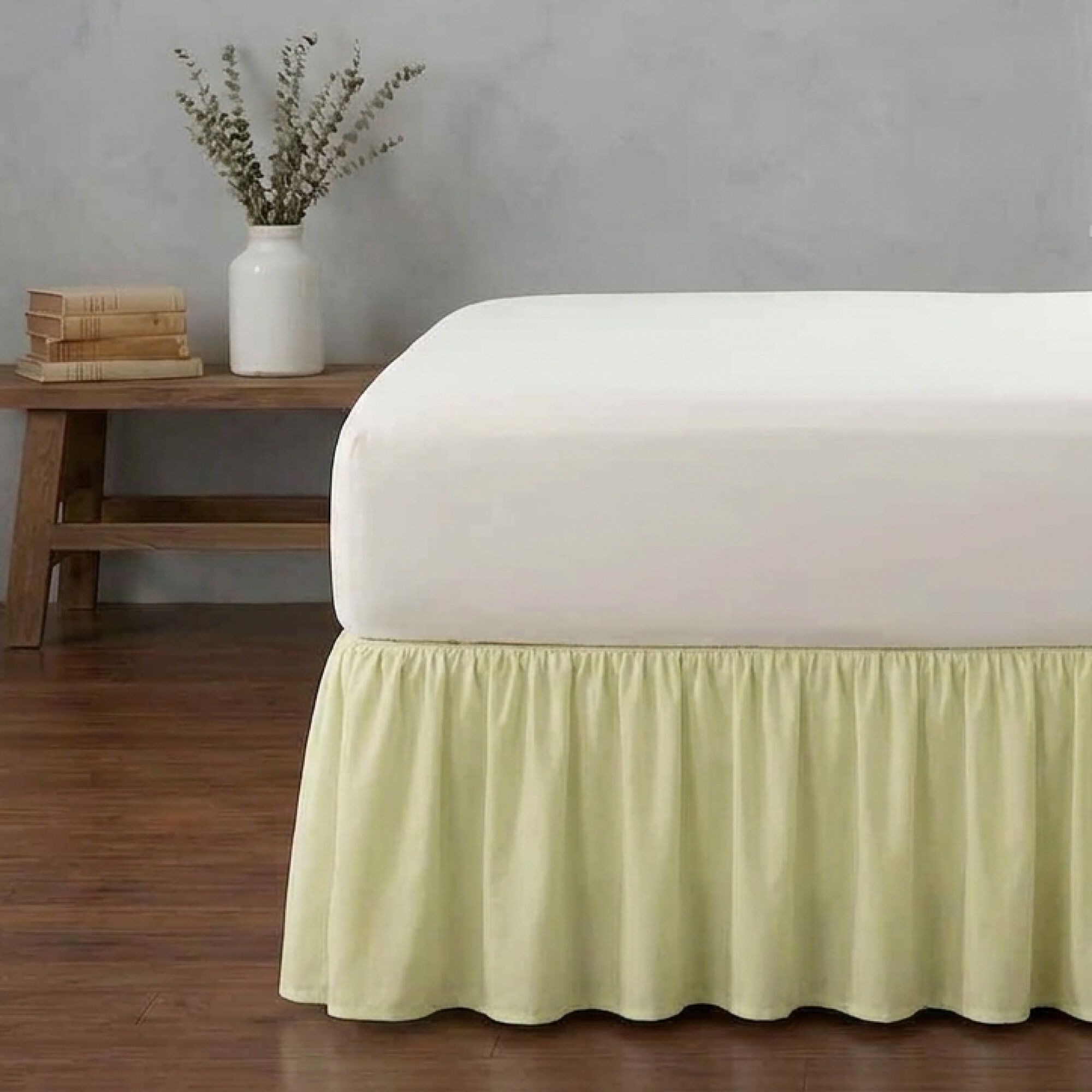 Landris Elegant Ruffled Bedskirt, LIGHT GREEN, hi-res image number 0