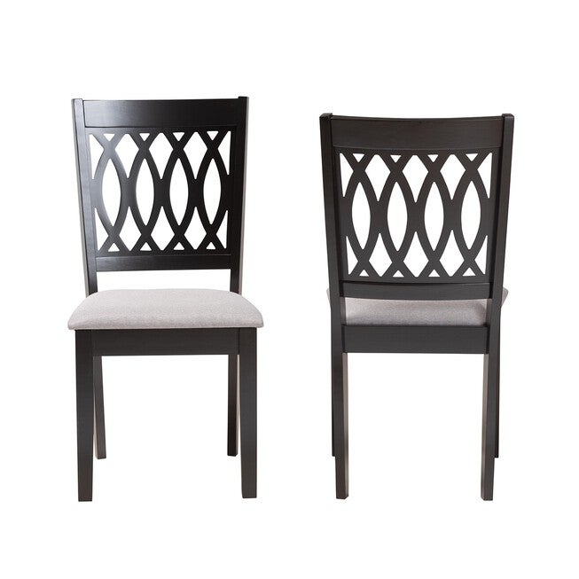 Florencia Modern Beige Fabric And Espresso Brown Finished Wood Dining Chair, , alternate image number 8
