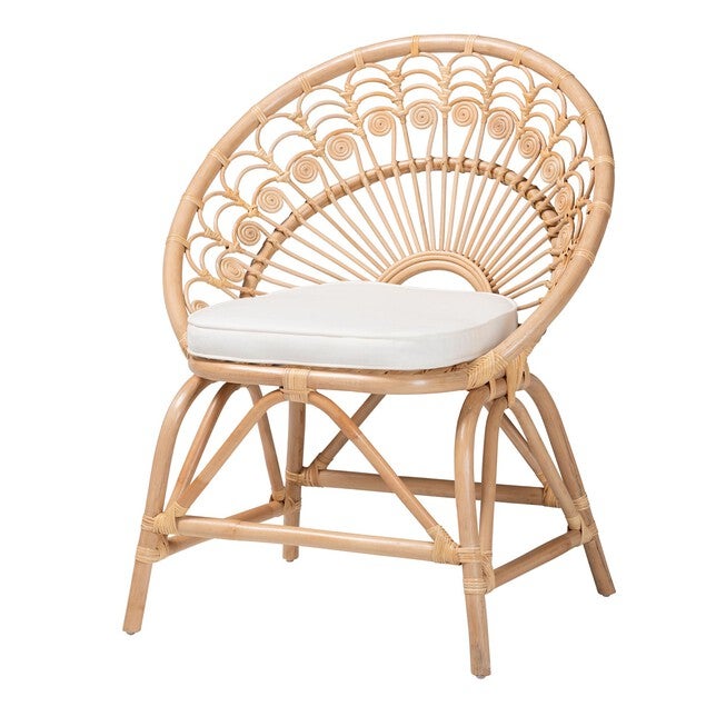 Abriella Modern Bohemian Natural Brown Rattan Peacock Accent Chair, NATURAL BROWN RATTAN, hi-res image number null