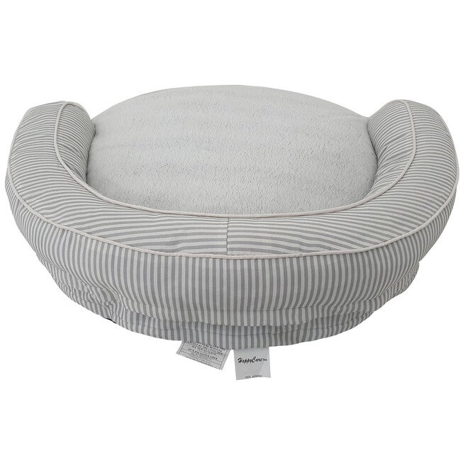 Stripe Printing poly-cotton bolster with detachable faux fur cushion Large Size, , alternate image number null