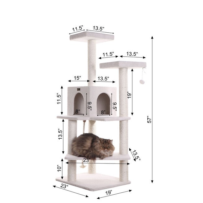 Real Wood 57 inches Fleece Covered Cat Tree Climber, , alternate image number null