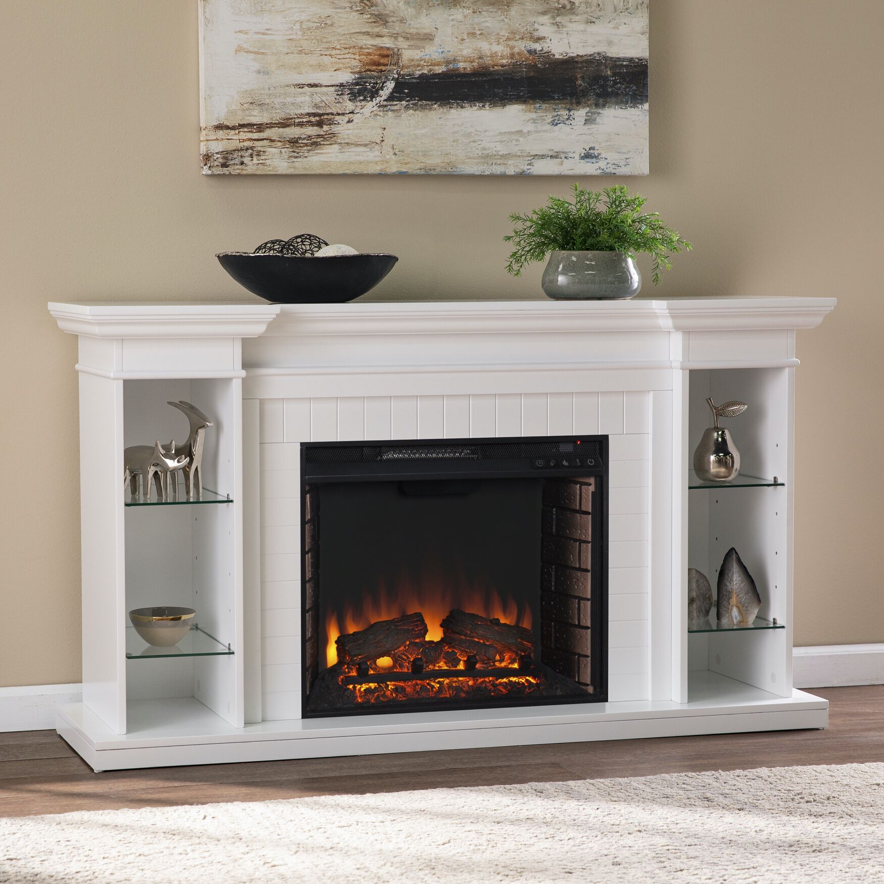 Henstinger Electric Fireplace W Bookcase Brylane Home