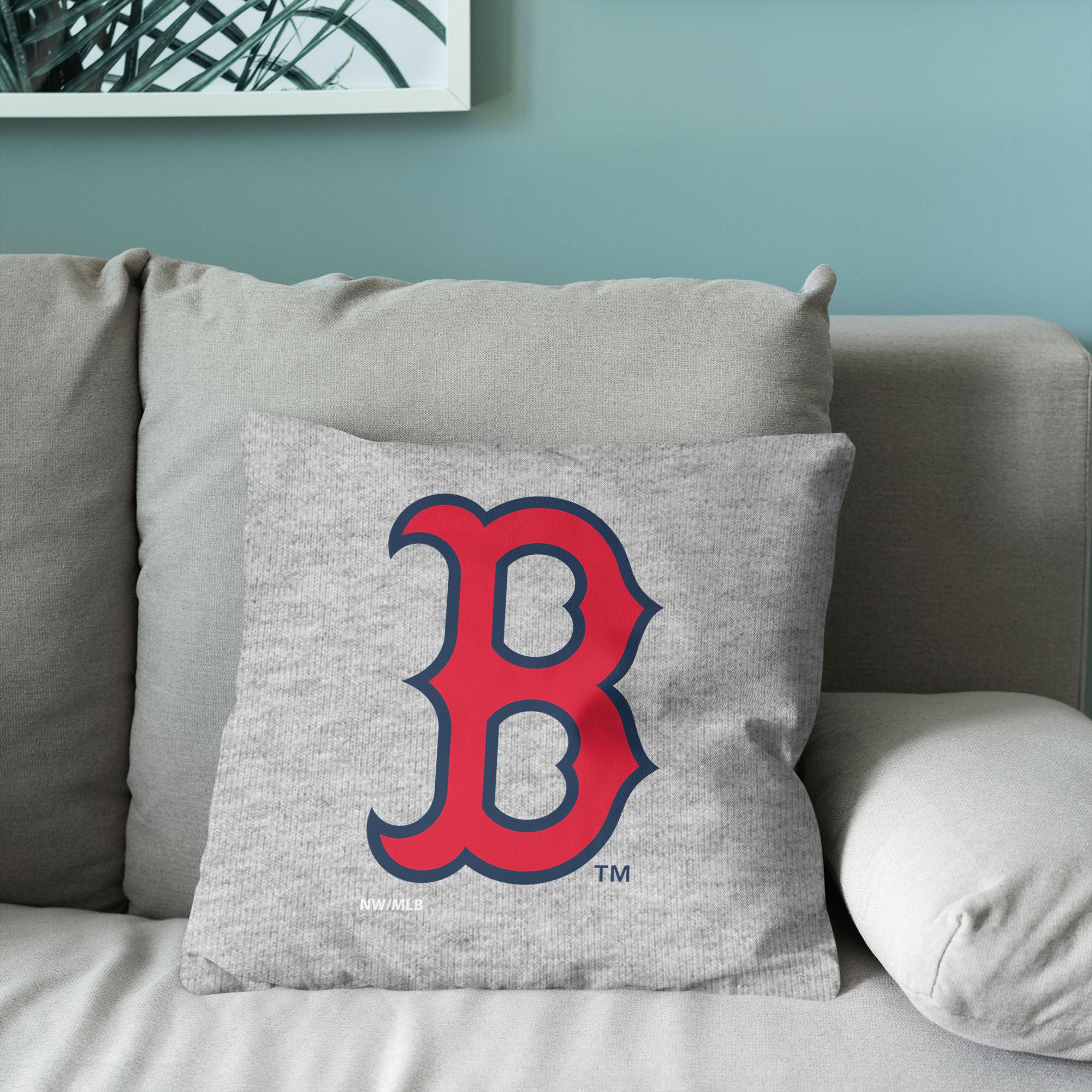 Boston Red Sox MLB Primary Sweatshirt PIllow 16 Inches, GRAY, alternate image number 3