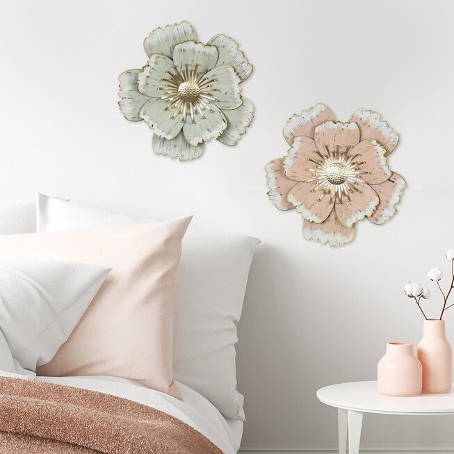 Layered Green Metal Flower Wall Decor, , alternate image number null
