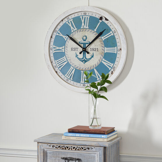 White Coastal Wood Wall Clock, , alternate image number null