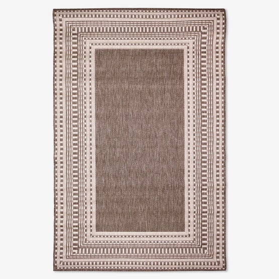 6'9" x 9'4" Malibu Indoor/Outdoor Rug, NEUTRAL BORDER, hi-res image number null
