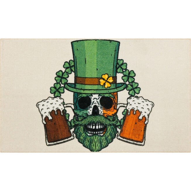 Bearded Skull Green Kitchen Rug, GREEN, hi-res image number null