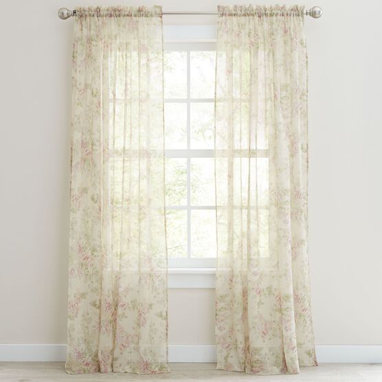 Stowe Printed Crushed Voile Rod-Pocket Panel, Stowe Printed Crushed Voile Rod-Pocket Panel,
