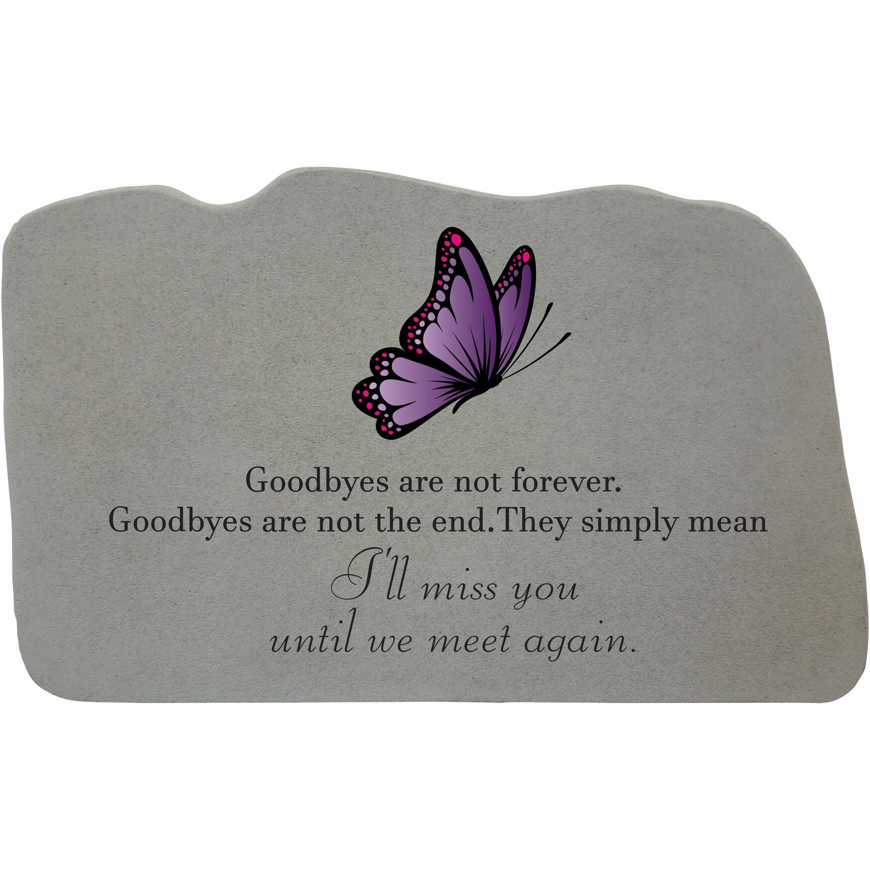 Goodbyes Are Not Forever Butterfly Garden Memorial Accent Stone, GREY, hi-res image number 0