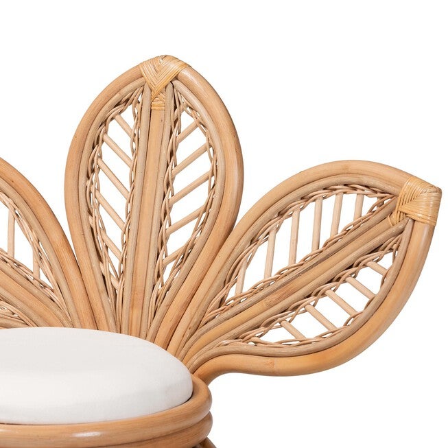 Gresham Modern Bohemian Natural Rattan Leaf Accent Chair, , alternate image number null