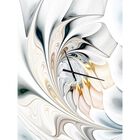 White Stained Glass Floral Art Modern Rectangular Wall Clock, , alternate image number 1