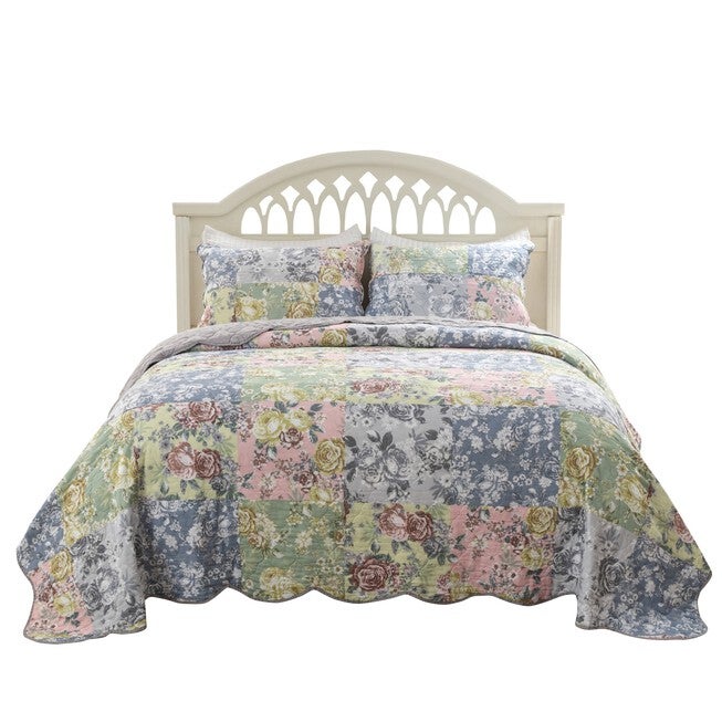 Emma Traditional Patchwork Quilt And Pillow Sham Set, , alternate image number 4
