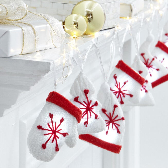 Knitted LED String Lights, RED WHITE, hi-res image number null