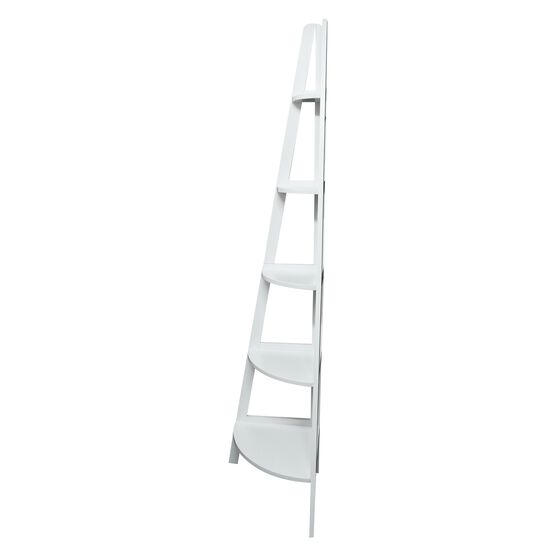 5-Shelf Corner Ladder Bookcase - White, , on-hover image number null