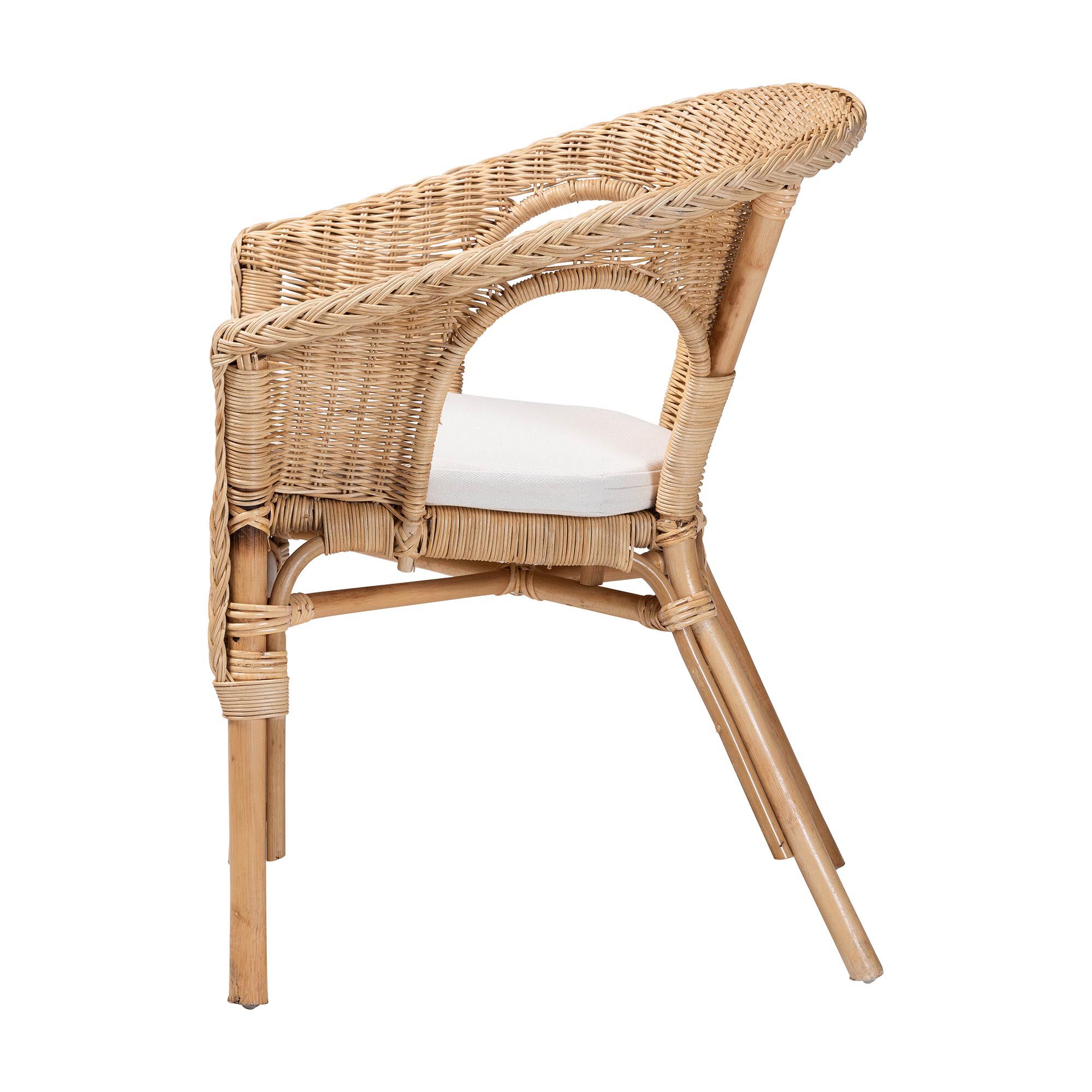 Abbey Modern Bohemian Natural Rattan Dining Chair, NATURAL, alternate image number 3