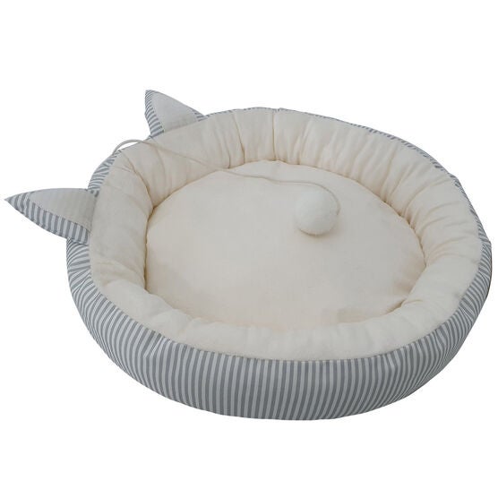 Stripe Printing poly-cotton cozy round cat bed , 21 inch, , alternate image number null
