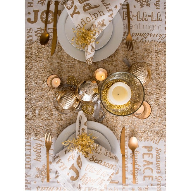 Gold Christmas Collage Napkin, Set of 6, , alternate image number null