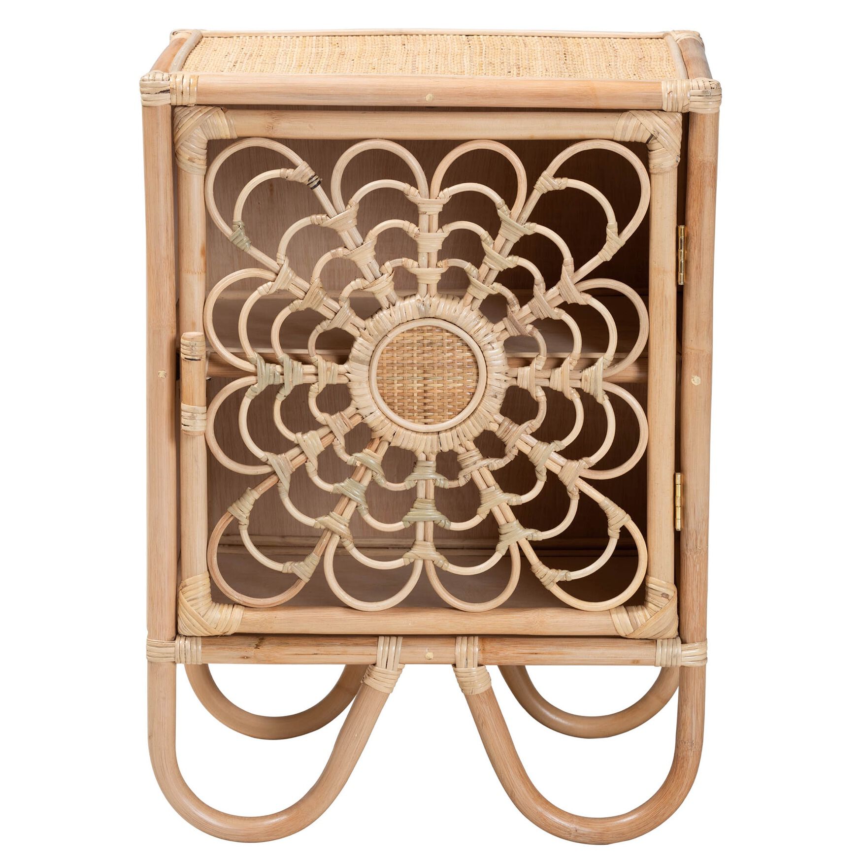 Acelin Modern Bohemian Natural Brown Rattan Nightstand, , alternate image number 8