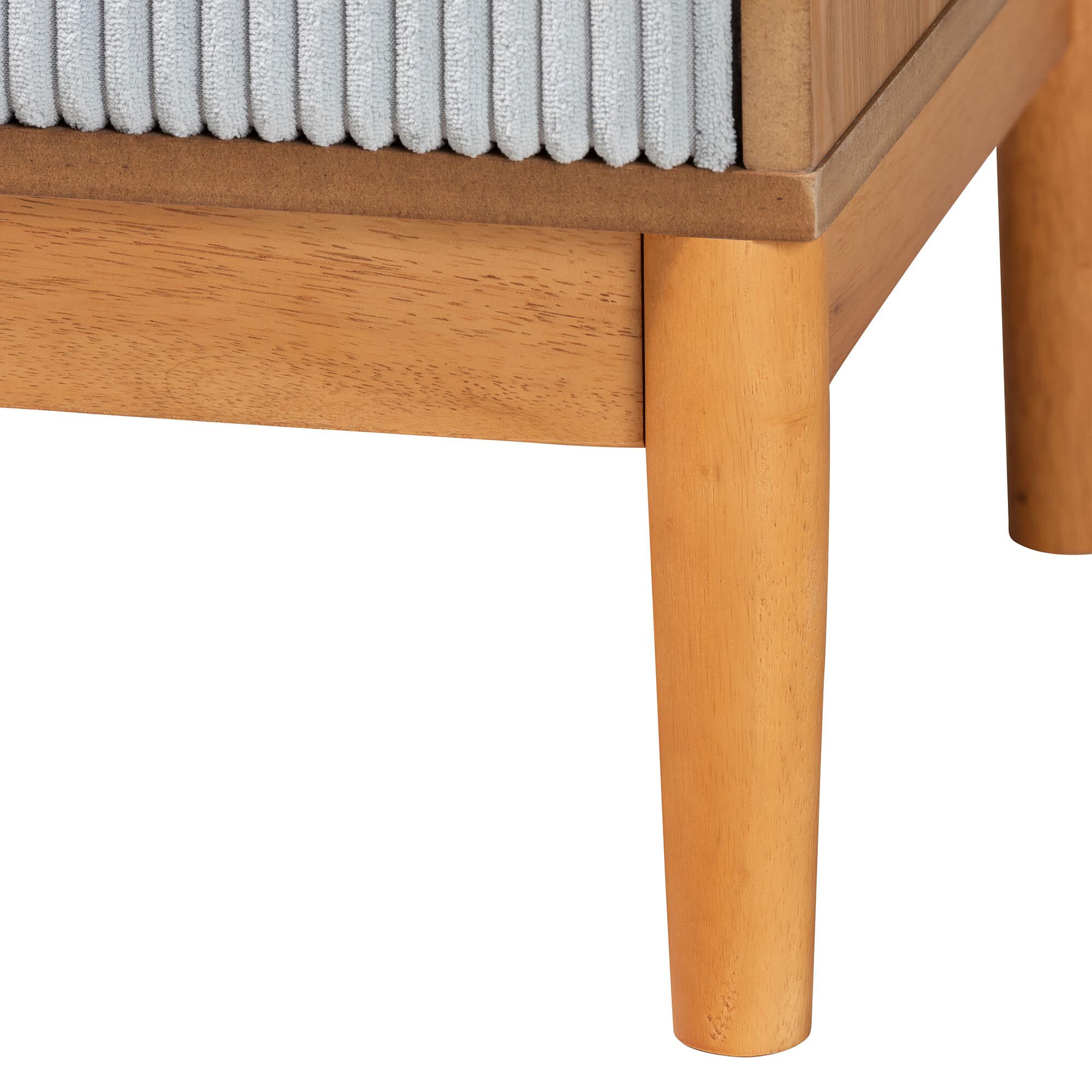 Taylin Mid-Century Grey Corduroy and Oak Brown Wood 2-Drawer Nightstand, GREY, alternate image number 6