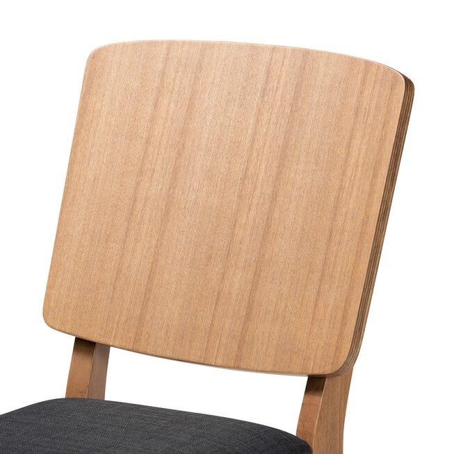 Denmark Mid-Century Modern Black Fabric And French Oak Brown Finished Rubberwood 2-Piece Dining Chair Set, , alternate image number 3