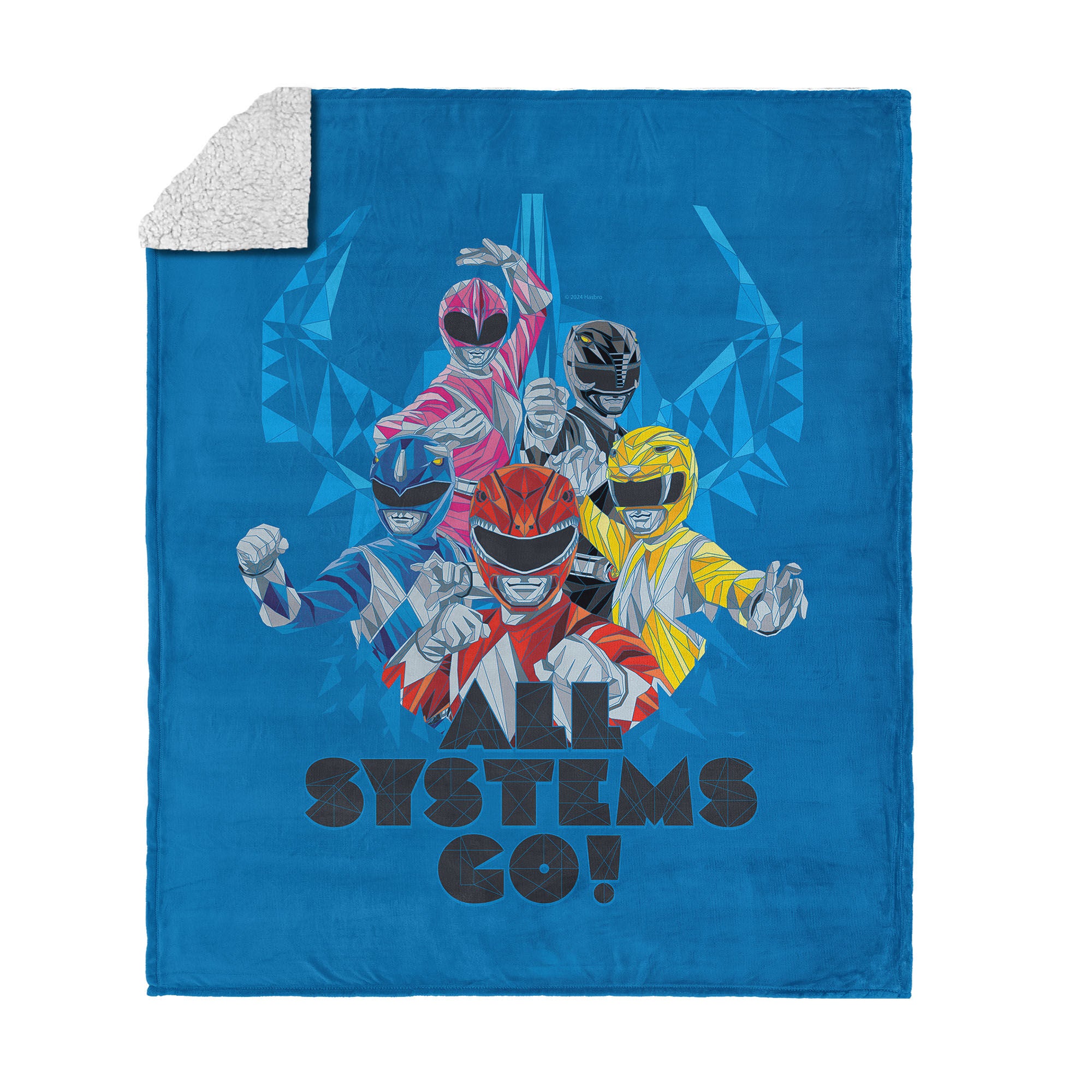 Hasbro Power Rangers All Systems Go Silk Touch Sherpa Throw Blanket 50X60 Inches, BLUE, hi-res image number 0