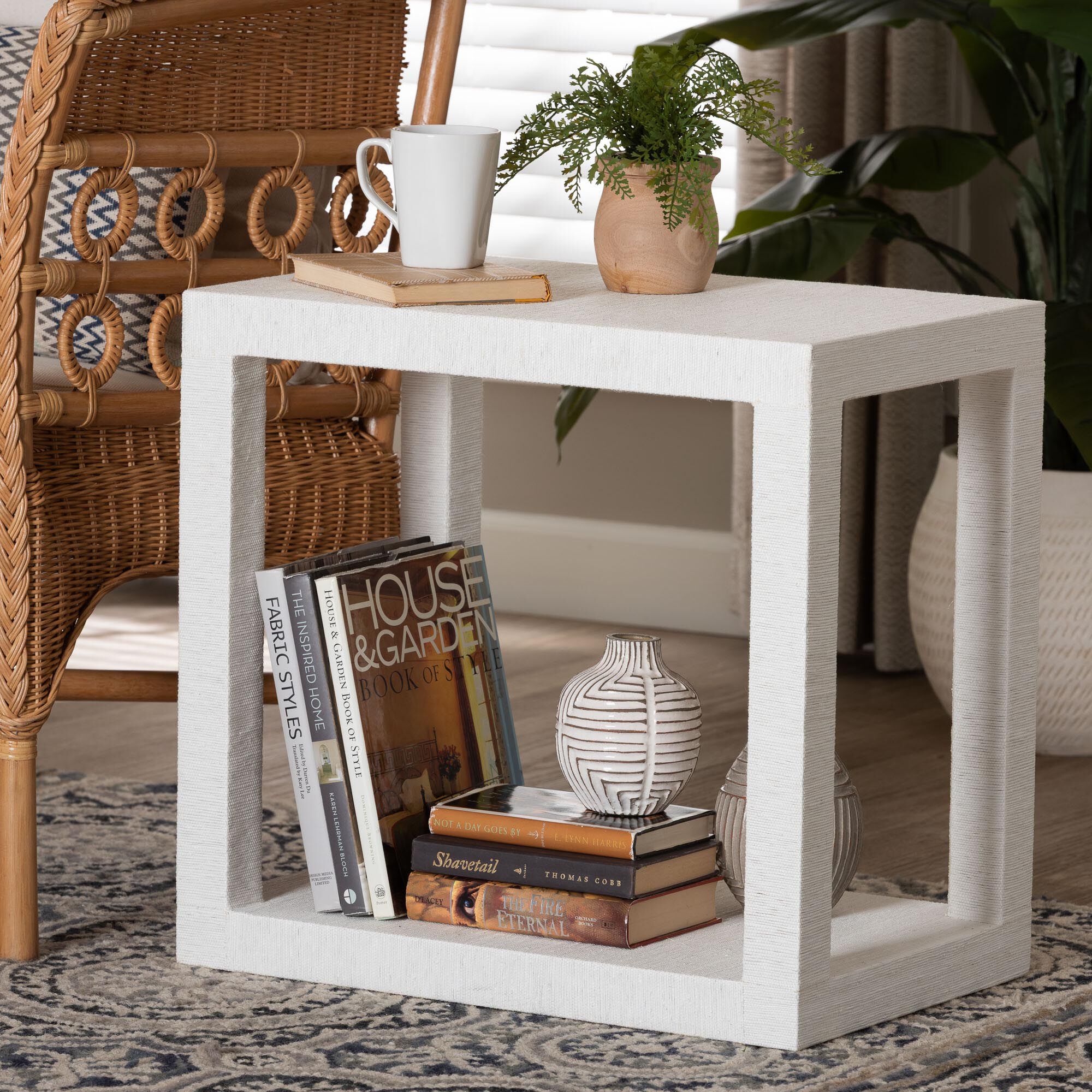 Oaklynn Natural Grasscloth End Table