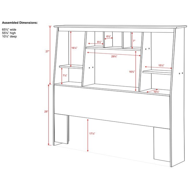 Full/Queen Tall Slant-Back Bookcase Headboard, , alternate image number null