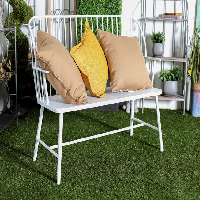 White Metal Farmhouse Bench, , alternate image number null