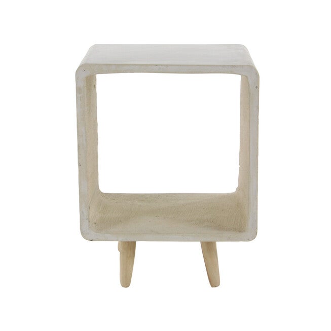 White Fiber Clay Industrial Outdoor Accent Table, , alternate image number null