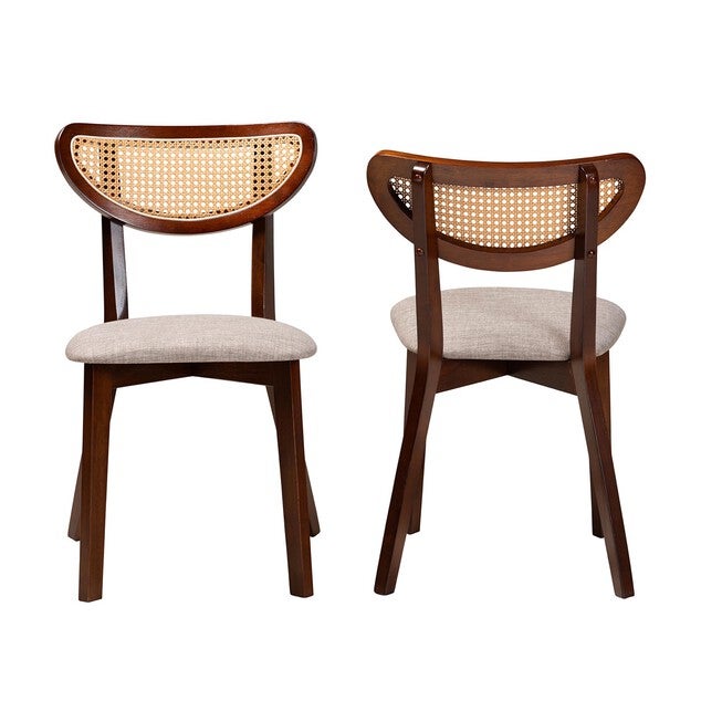 Dannell Mid-Century Modern Cream Fabric And Black Finished Wood Dining Chair, , on-hover image number 1
