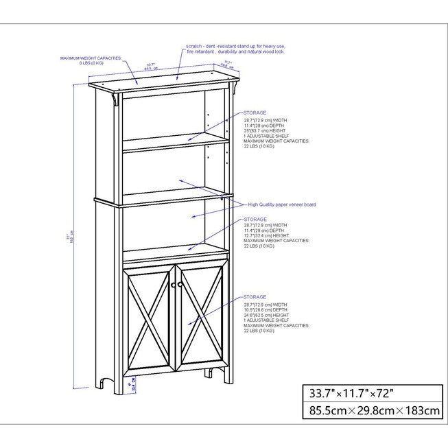 Hawksbury Bookcase With 2 Door Bookcase, , alternate image number 7