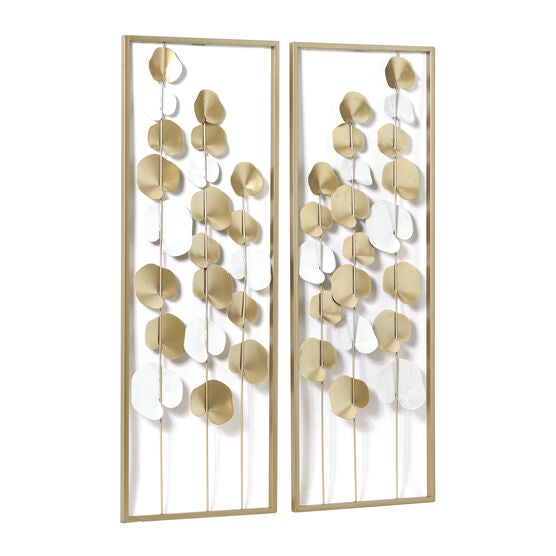 Set Of 2 Gold Metal Floral Wall Decor, , alternate image number null