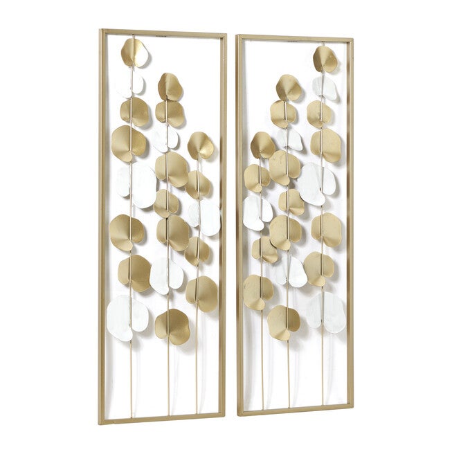 Set Of 2 Gold Metal Floral Wall Decor, , alternate image number 3