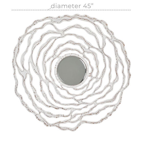 White Coastal Wood Wall Mirror, , alternate image number null