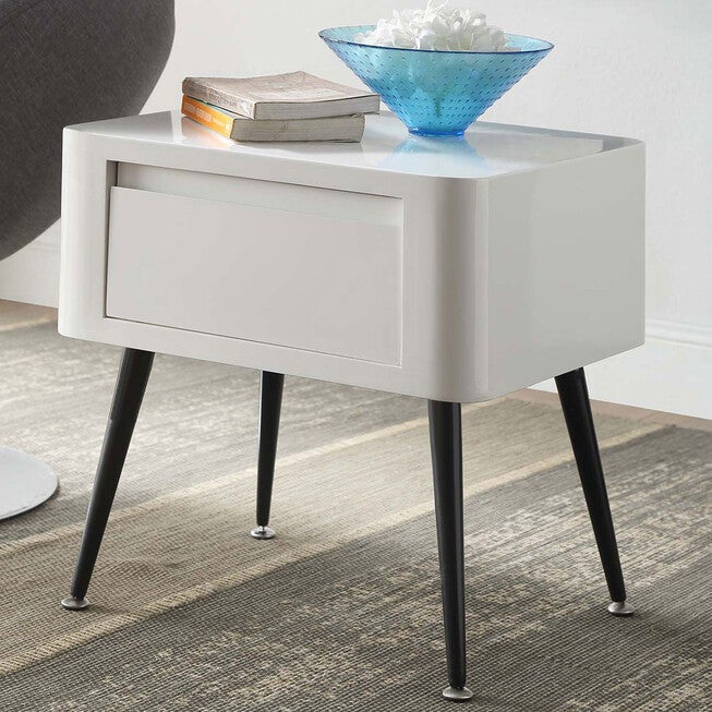 Lacquer Top Short Side Table, BLACK WHITE, hi-res image number null