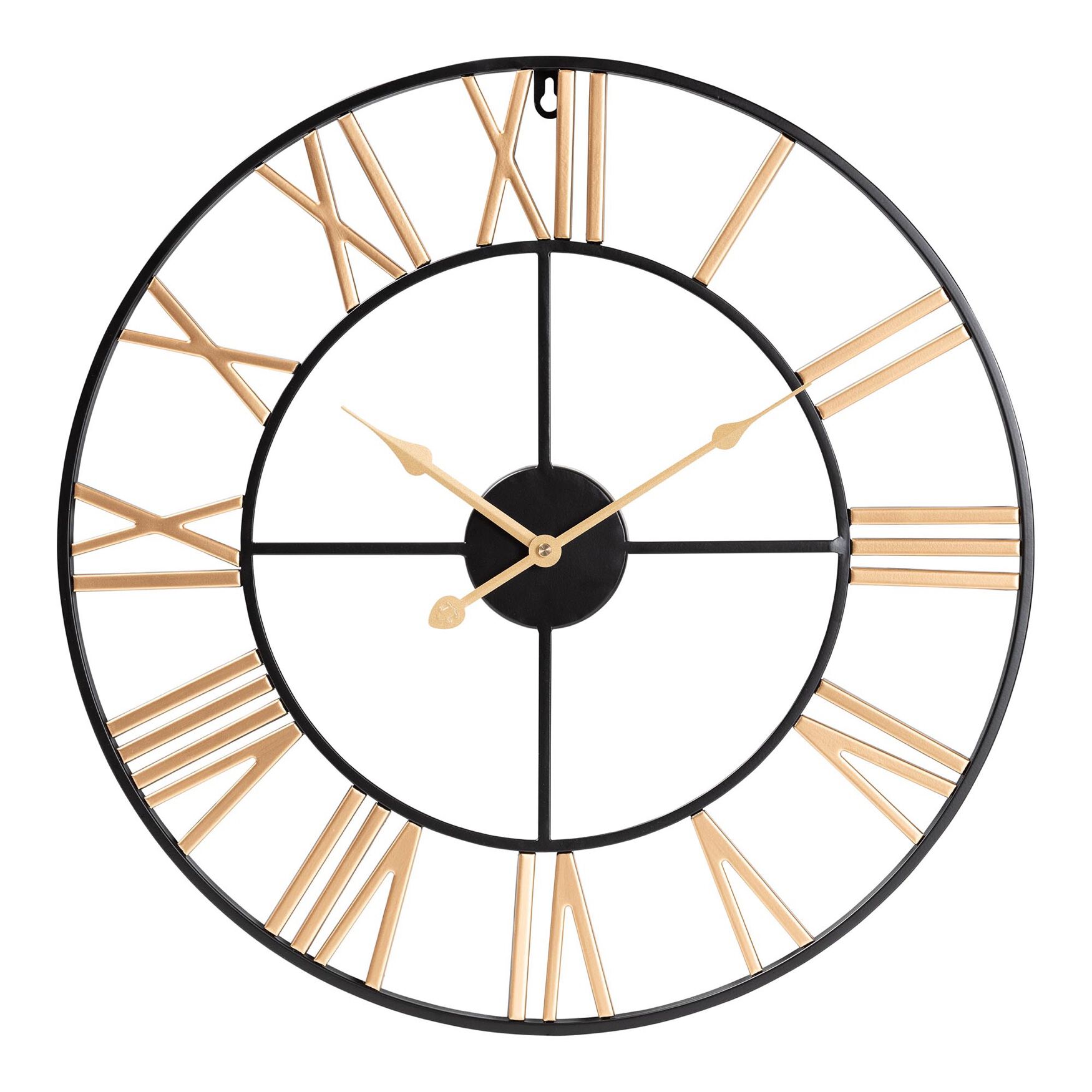 Auden Modern Industrial Two-Tone Black And Gold Metal Wall Clock, GOLD BLACK, hi-res image number 0