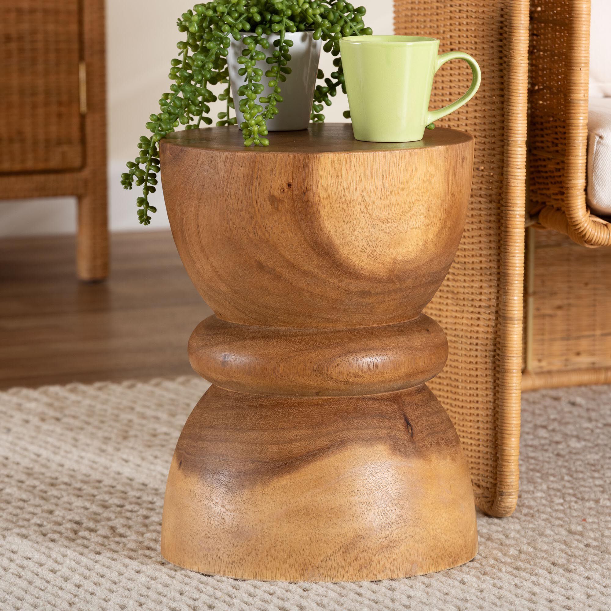 Bancroft Solid Suar Wood Side Table, BROWN, alternate image number 6