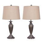 Plated Brushed Black Nickel Metal 26.5" Table Lamp, Set 2, NICKEL, hi-res image number null