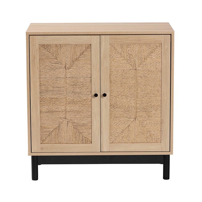 Cherelle Mid-Century Modern Light Brown And Black 2-Door Storage Cabinet, , alternate image number null