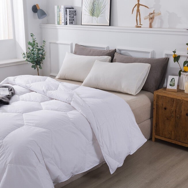 Honeycomb Stitch Down Alternative Comforter, White, , on-hover image number 1