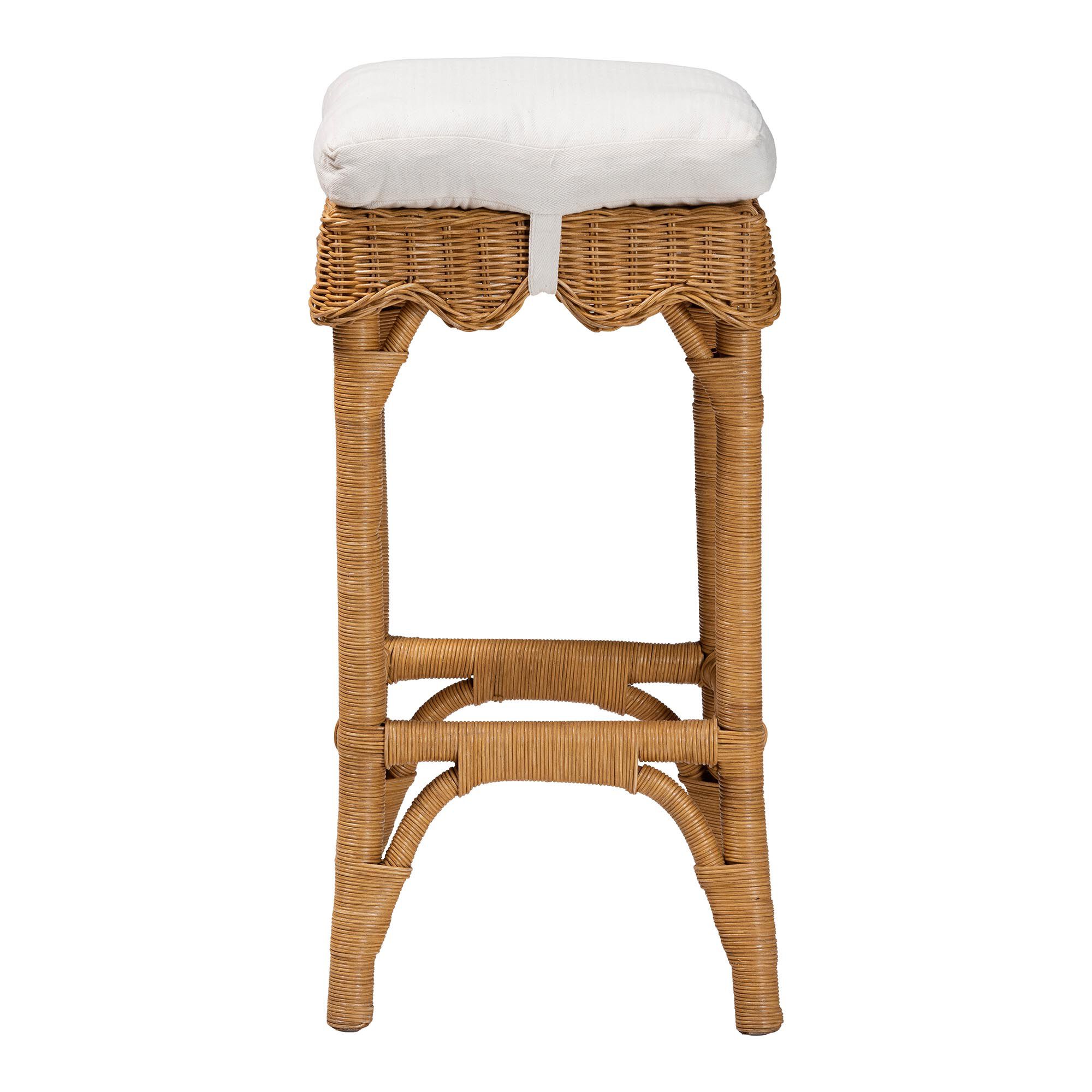 Muy Bohemian Scallop Honey Rattan Bar Stool, HONEY, alternate image number 3