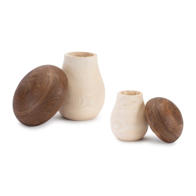 Wood Mushroom Box Decor (Set of 2), BROWN/BEIGE, alternate image number 3