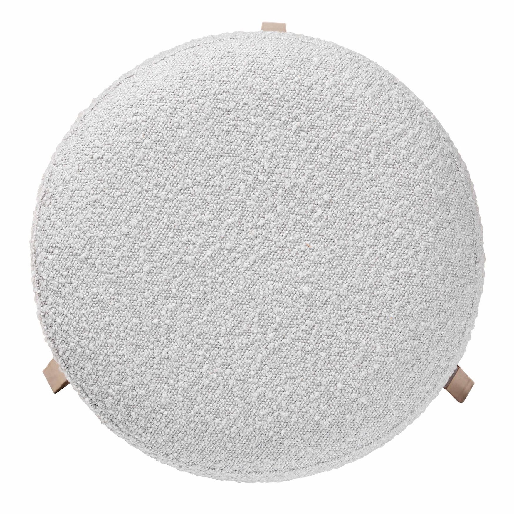 Elkie Japandi Cream Boucle Fabric And Walnut Brown Finished Wood Ottoman Footstool, , alternate image number 9