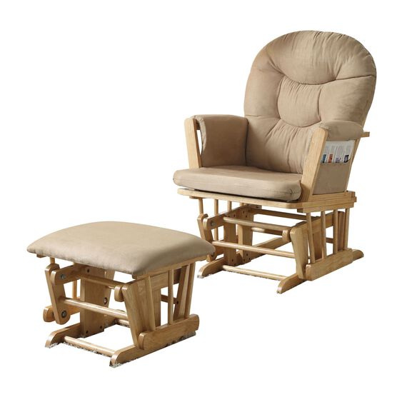 2Pc Pk Glider Chair & Ottoman, TAUPE NATURAL OAK, hi-res image number null