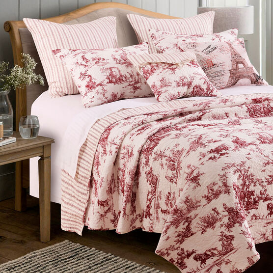 Classic Toile Bedspread Set Brylane Home, Pink Toile Bedding Queen