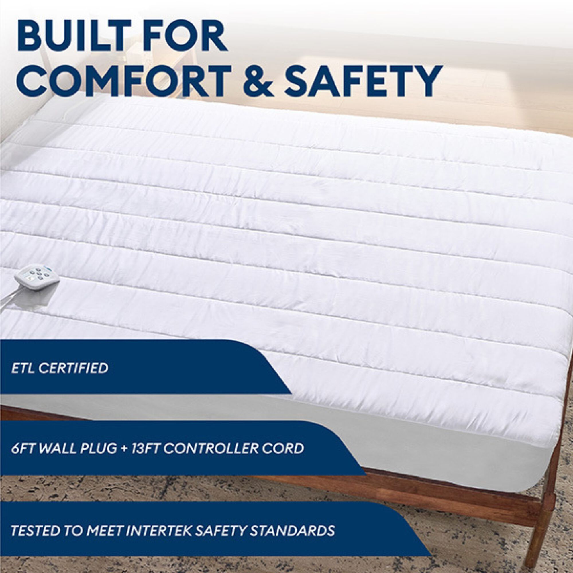54 inches x 75 inches White Full Heated Mattress Pad, WHITE, alternate image number 6