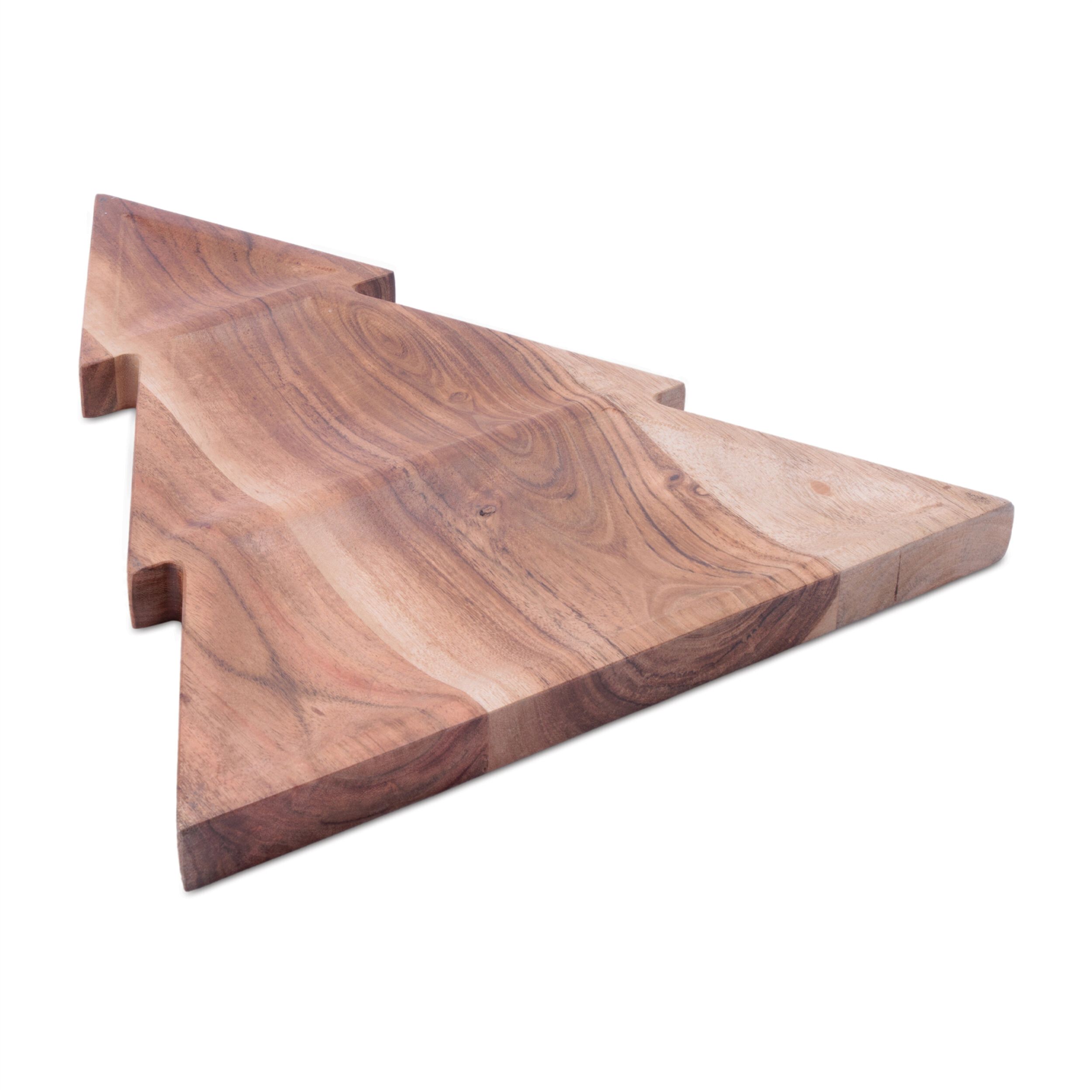 Wood Christmas Tree Divided Serving Tray 16 inchesL, BROWN, alternate image number 1