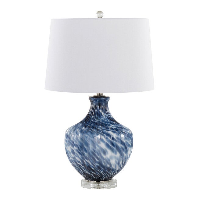 Lotus 27 inches Glass Table Lamp - Set Of 2, NAVY GOLD WHITE, hi-res image number null
