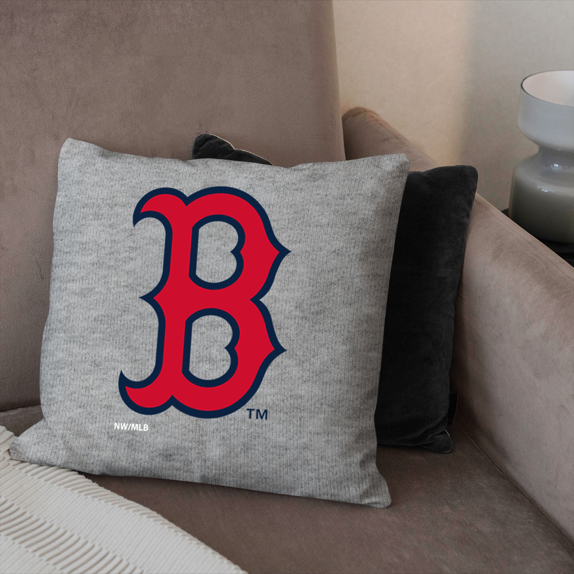 Boston Red Sox MLB Primary Sweatshirt PIllow 16 Inches, GRAY, alternate image number 2