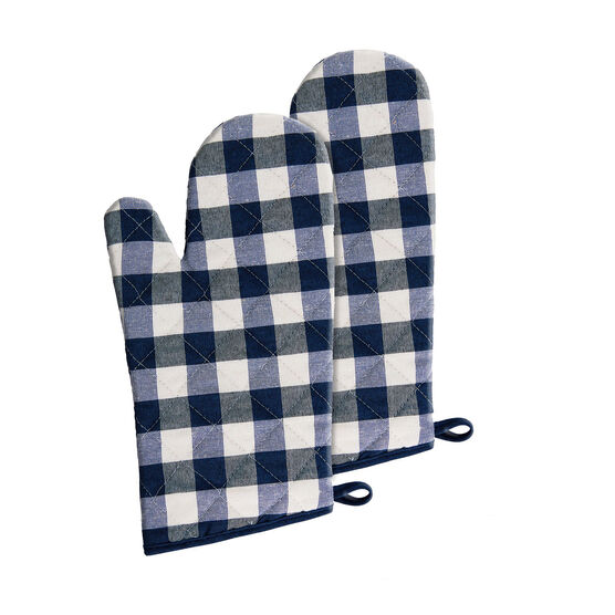 Buffalo Check Oven Mitt 7-in x 13-in - Set of Two, NAVY, hi-res image number null